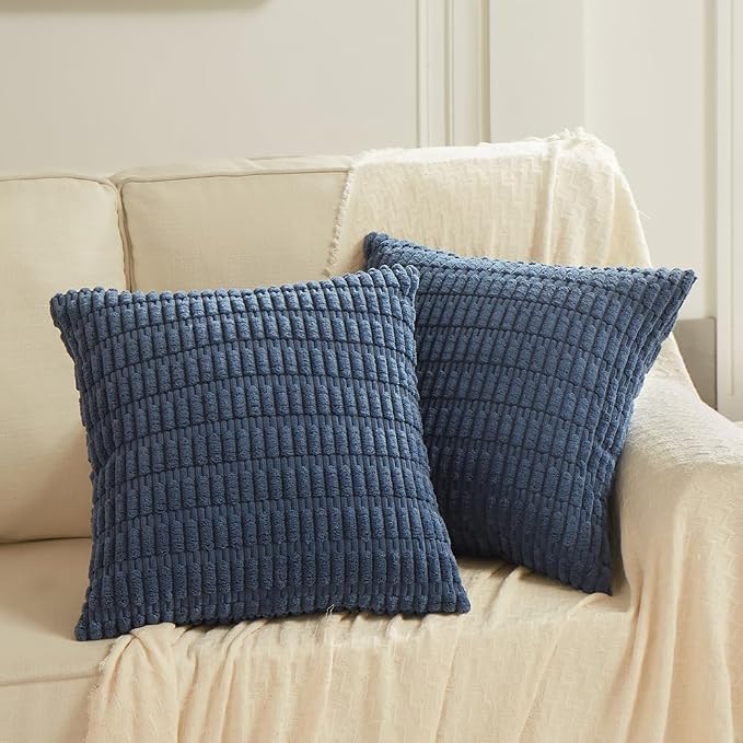 Fancy Homi 4 Packs Dusty Blue Decorative Throw Pillow Covers 20x20 Inch - Image 6