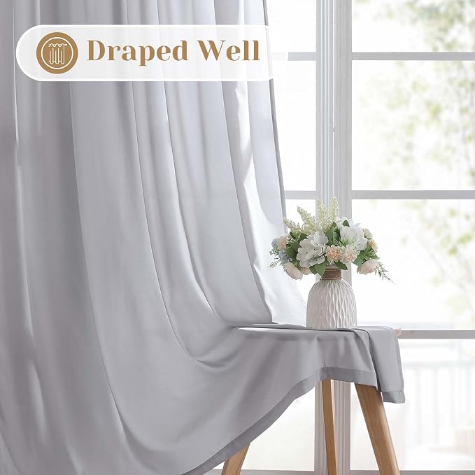 HOMEIDEAS Non-See-Through Light Grey Privacy Sheer Kitchen Curtains, 30 X 36 - Image 5