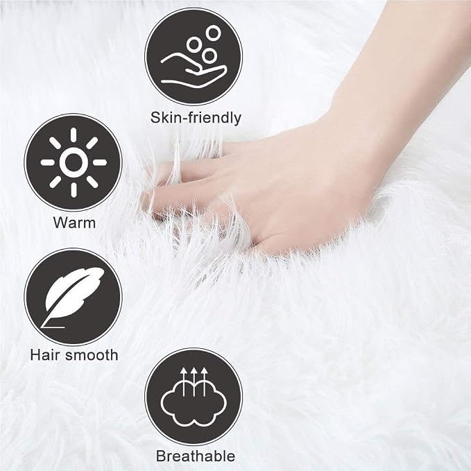 12 Inches Mini Round Faux Fur Sheepskin Rugs, Fluffy Living Room Carpet Mini - Image 8