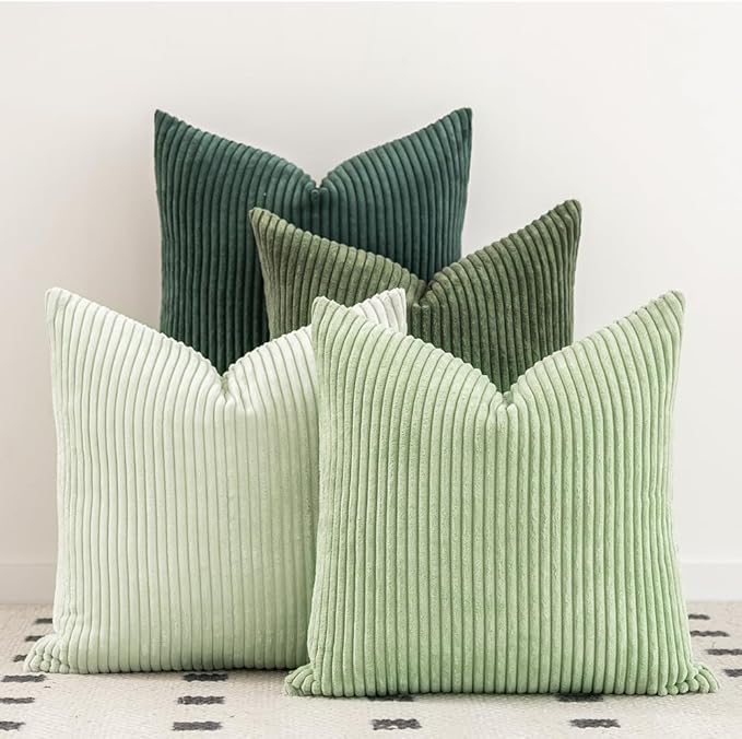 LANANAS Neutral Couch Throw Pillow Covers 18x18 Inch Set of 4 Decorative Sage by LANANAS
