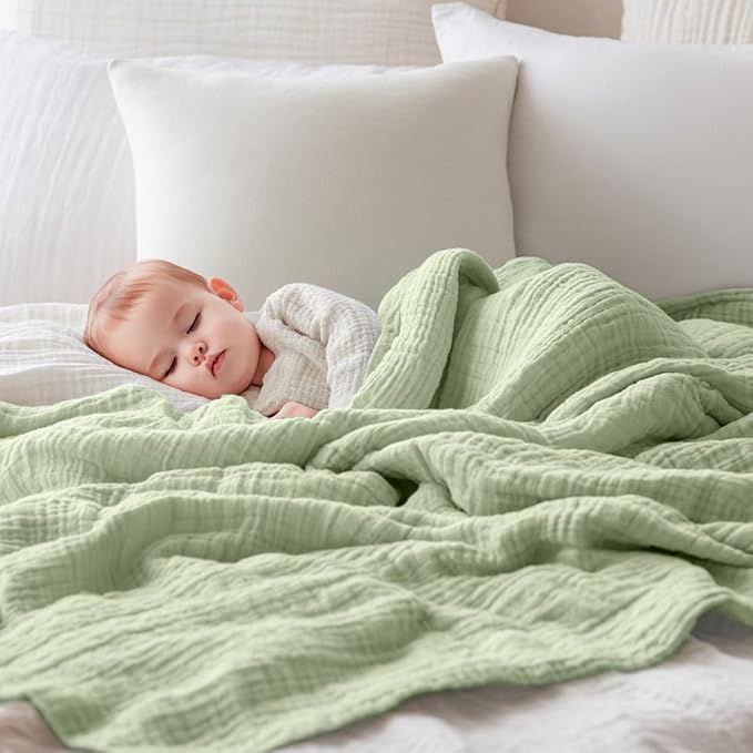 EMME Muslin Baby Blankets 100% Cotton 4-Layer Swaddle 40"x50" Lightweight Soft - Image 3