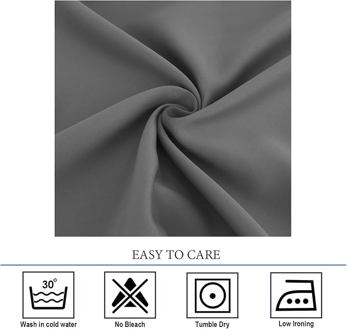 Diraysid Gray Grommet Blackout Curtains - Image 4