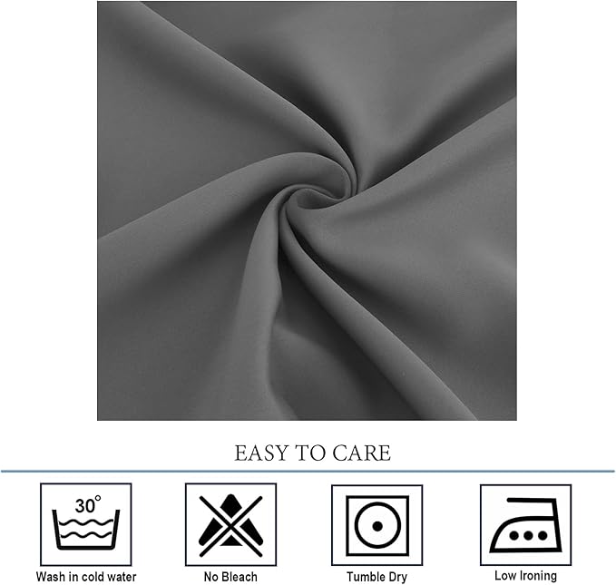 Diraysid Grey Grommet Blackout Curtains - Image 4