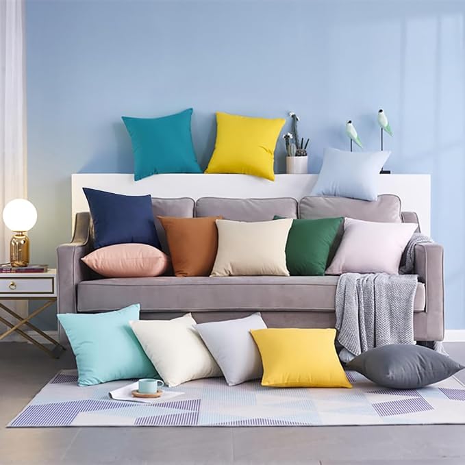 Thmyo 4-Pack 100% Cotton Comfortable Solid Decorative Throw Pillow Case Square - Image 2