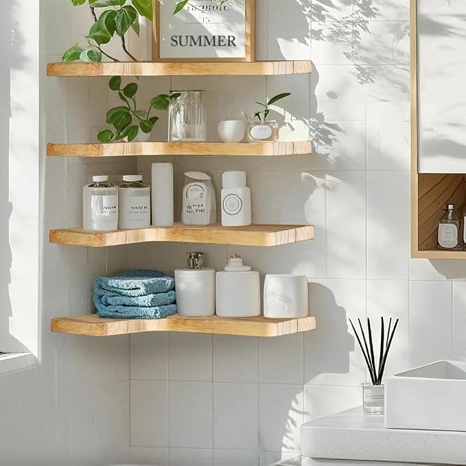 Floating Corner Shelves, Wall Shelf Set of 2, Shelves - Image 4