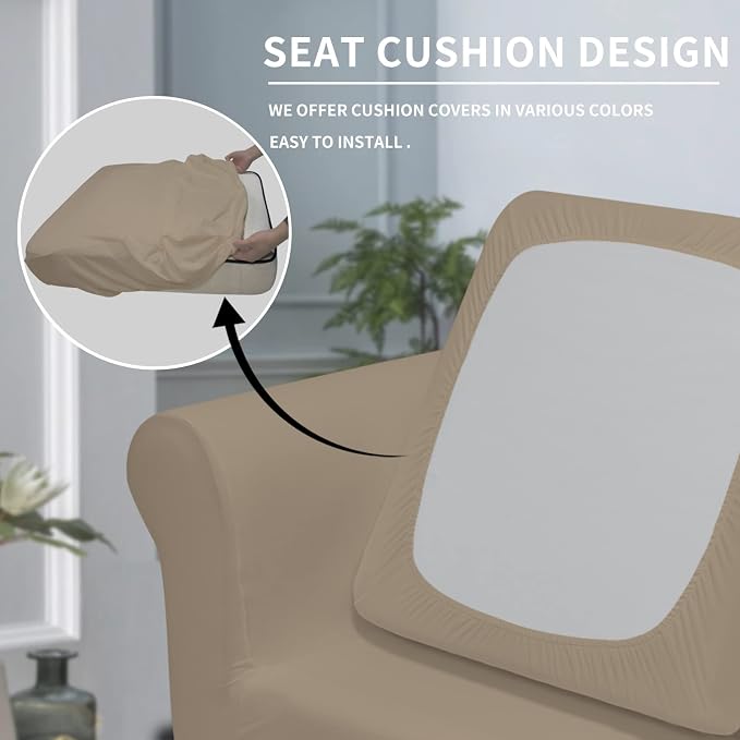 Easy-Going 2 Pieces Microfiber Stretch Chair Slipcover – Spandex Soft Fitted - Image 3