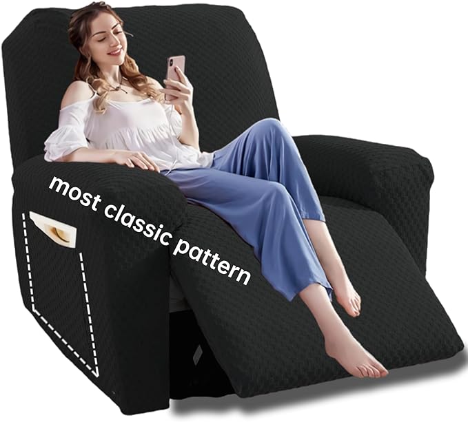 YEMYHOM 4 Pieces Stretch Recliner Slipcover Latest Jacquard Recliner Chair Cover by YEMYHOM