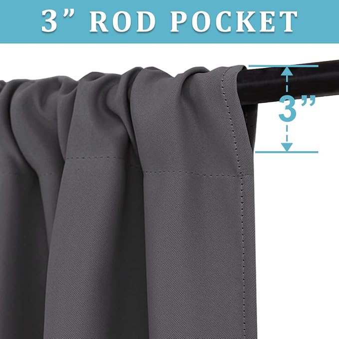 RYB HOME 2 Panels Blackout Doorway Curtains, Thermal Insulated Privacy Rod - Image 4