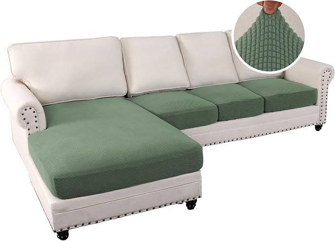 H.VERSAILTEX Sectional Couch Covers 4 Pieces Sofa Seat Cushion Covers L Shape - Image 2