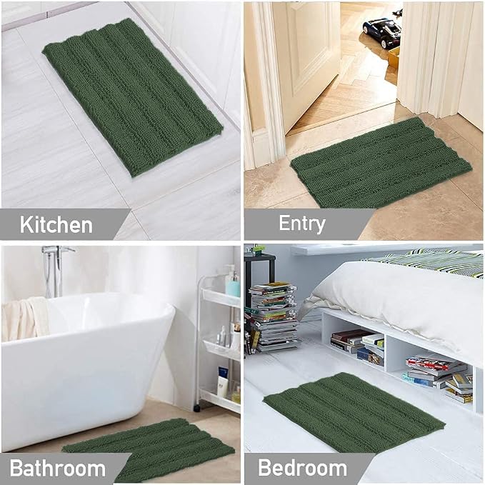 Turquoize Chenille Bathroom Rugs Set Non-Slip Bath Mats - Image 6