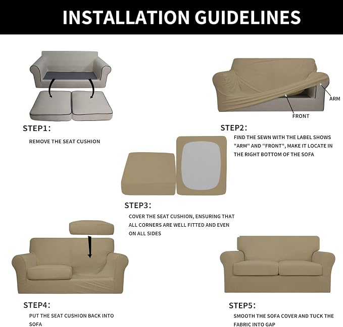 Easy-Going Oversized 3 Pieces Stretch Fleece Soft Loveseat Couch Cover - Image 7