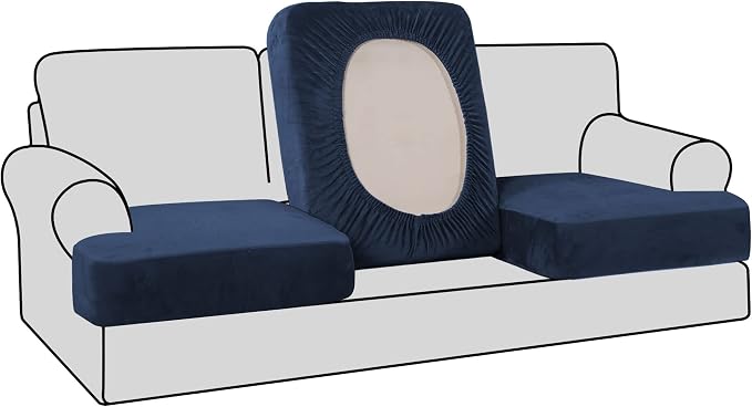 H.VERSAILTEX Stretch Velvet 3 Piece T Cushion Sofa Slipcovers Individually Sofa by HVERSAILTEX