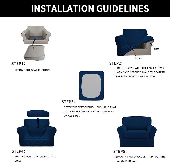 Easy-Going 2 Pieces Microfiber Stretch Chair Slipcover – Spandex Soft Fitted - Image 6