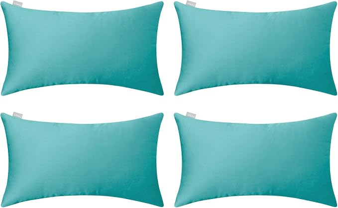 4-Pack 100% Cotton Lumbar Comfortable Solid Decorative Throw Pillow Case by Thmyo