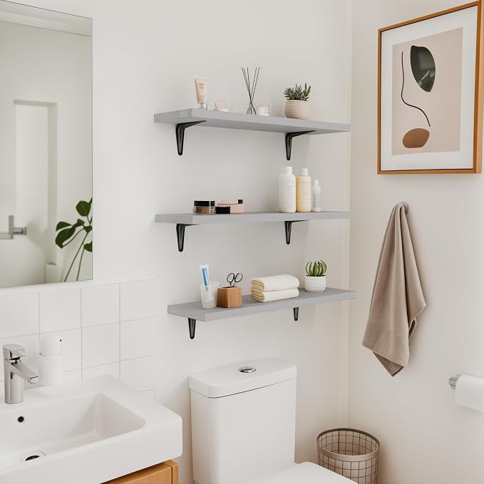 SKYSEN Floating Shelves for Wall Set of 6, 23.6in Wood Wall Shelf for Decor - Image 7