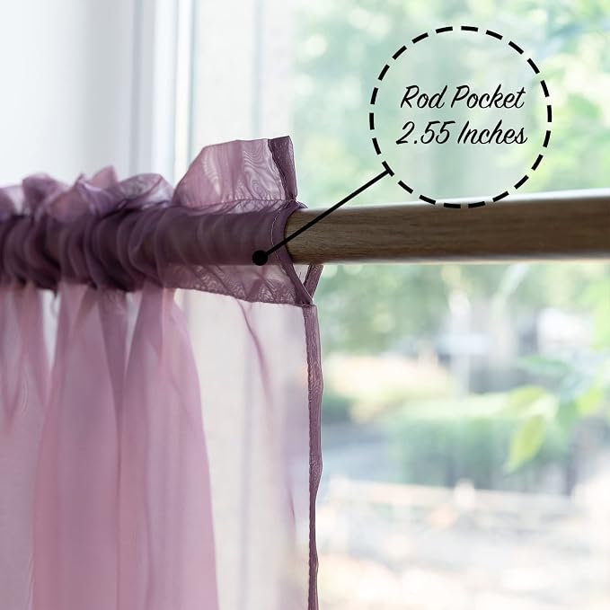 Beaded Sheer Valance Curtains for Living Room, Rod Pocket Farmhouse Window - Image 4