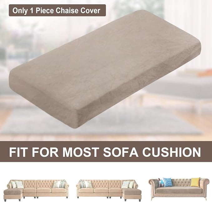 NAISI Sectional Couch Cover 1 Piece Velvet Separate Chaise Lounge Cover Soft - Image 6