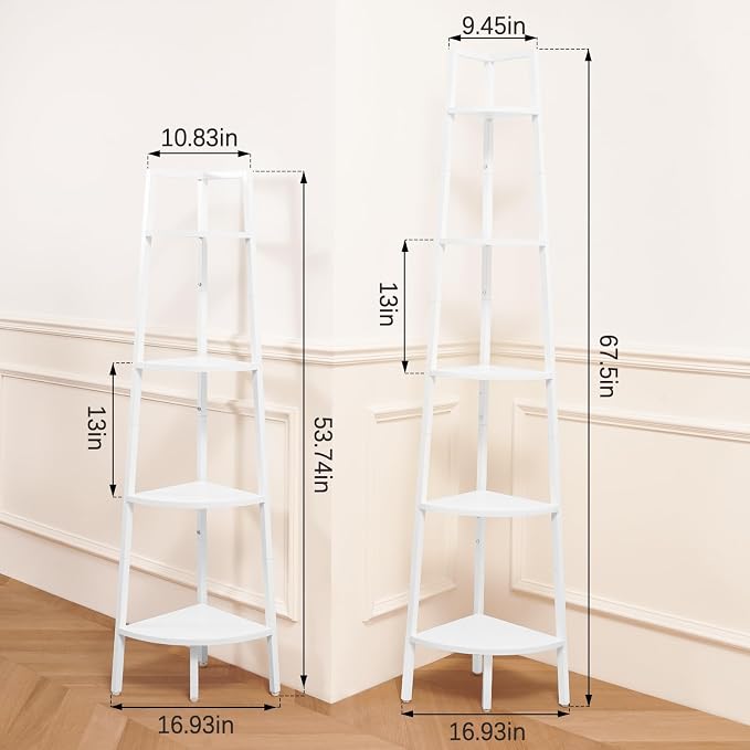 Yoobure Corner Shelf, 5-Tier Corner Bookshelf - Image 2