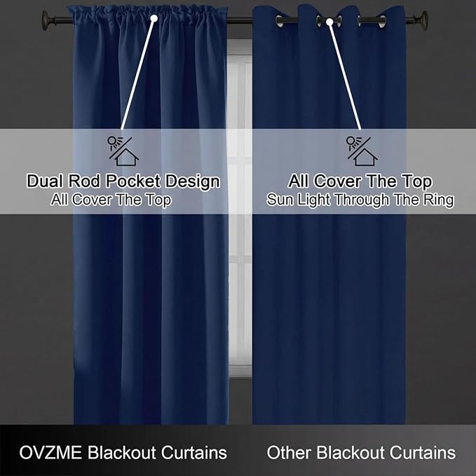 OVZME Royal Blue Blackout Curtains - Image 6