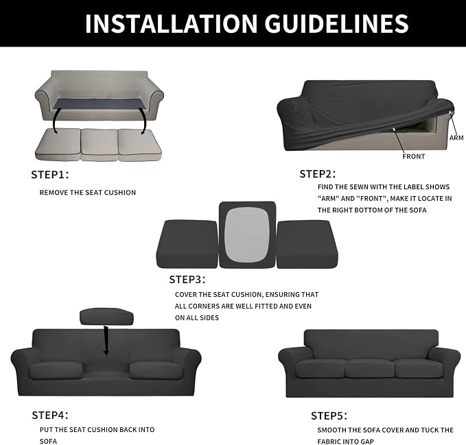 Easy-Going 4 Pieces Stretch Soft Couch Cover - Image 6