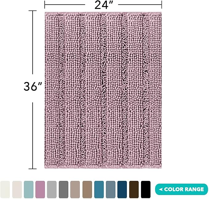 Turquoize Chenille Bath Mat Shaggy Non Slip 24x36 - Image 2