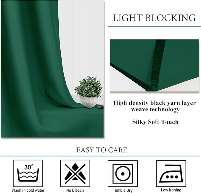 Diraysid Green Grommet Blackout Curtains - Image 5