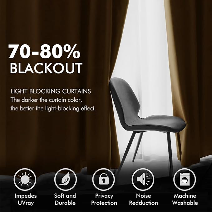 MIULEE Velvet Curtains Gold Brown Elegant Grommet Curtains Thermal Insulated - Image 4