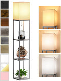 Floor Lamp with Shelves for Living Room, Shelf Floor Lamp with 3 CCT LED Bulb by PARTPHONER