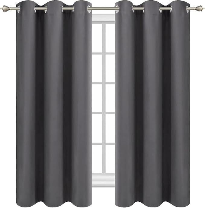 Diraysid Grey Grommet Blackout Curtains - Image 2