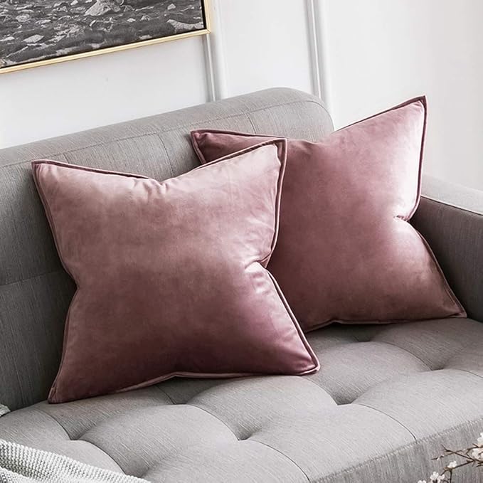 MIULEE Jam Velvet Throw Pillow Covers 20x20 Soft Decorative Solid Square by MIULEE