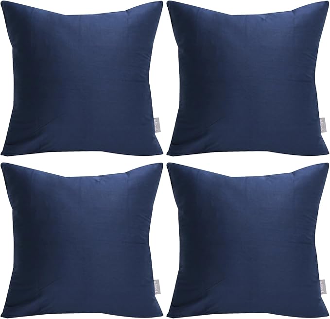 Thmyo 4-Pack 100% Cotton Comfortable Solid Decorative Throw Pillow Case Square by Thmyo