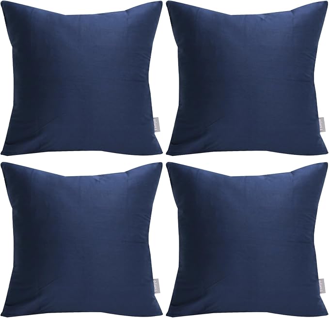 Thmyo 4-Pack 100% Cotton Comfortable Solid Decorative Throw Pillow Case Square by Thmyo
