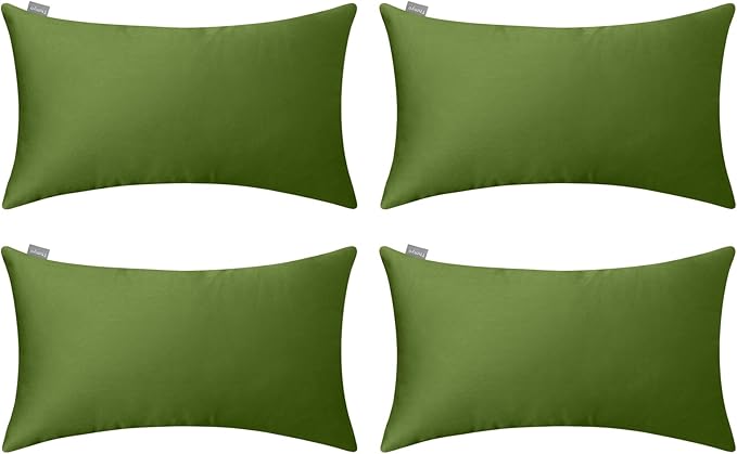 Thmyo 4-Pack 100% Cotton Lumbar Comfortable Solid Decorative Throw Pillow Case by Thmyo