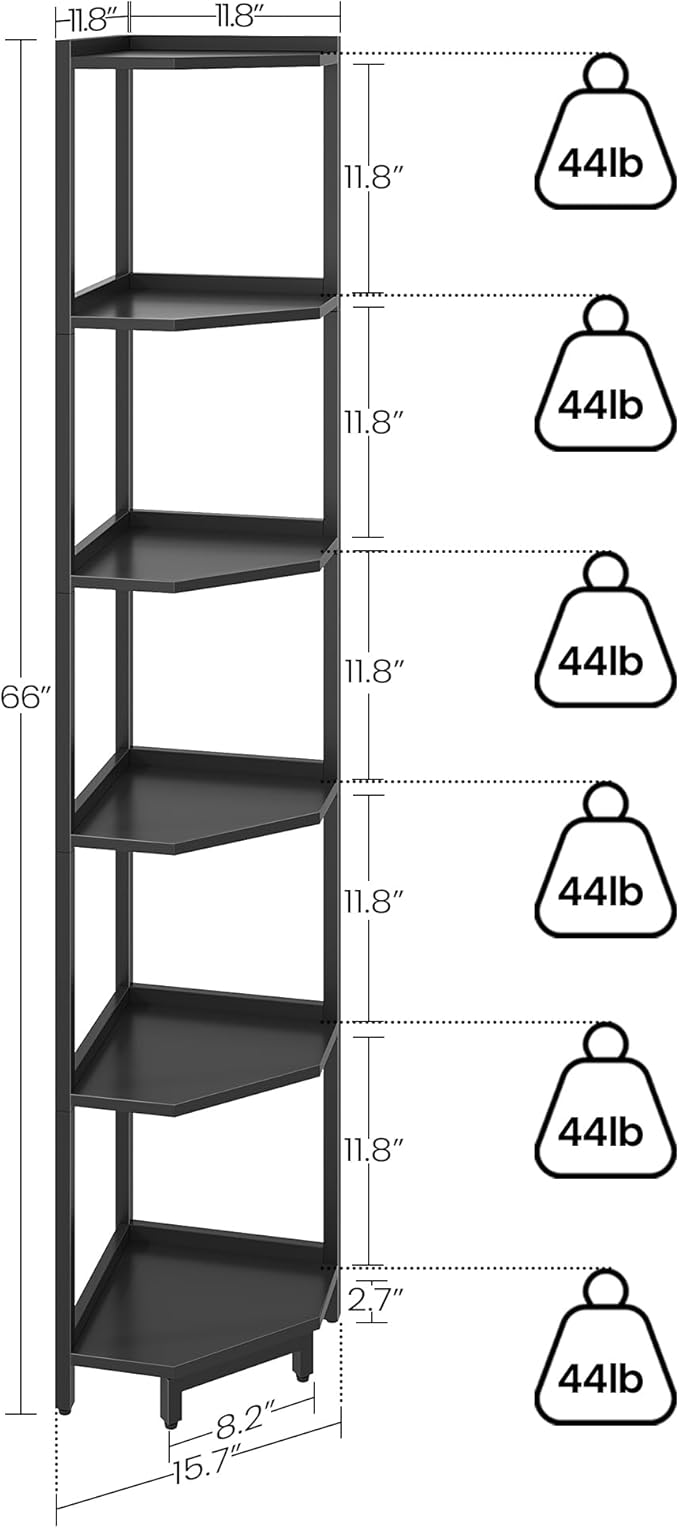 Hzuaneri Corner Shelf Stand, Corner Bookshelf, Storage Standing Shelf Unit - Image 2