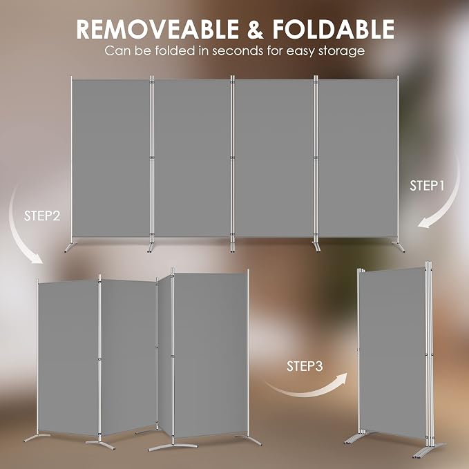 RANTILA 4 Panel Room Divider, 6 Ft Tall Folding Privacy Screen Room Dividers - Image 5