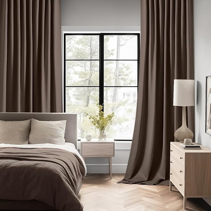 MIULEE Chocolate Brown Back Tab Blackout Curtains 120 Inch Long 2 Panels Set - Image 2