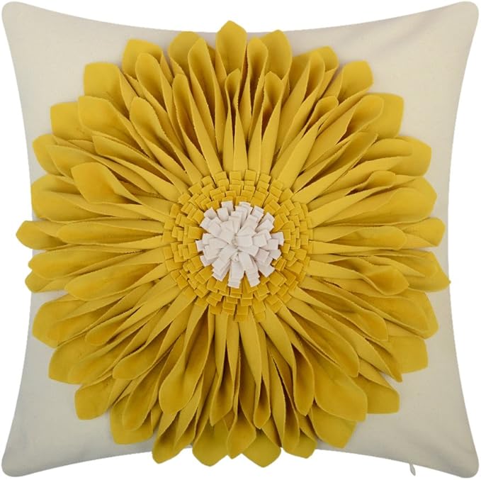 OiseauVoler 3D Sunflowers Handmade Throw Pillow Covers Decorative Pillowcases by OiseauVoler