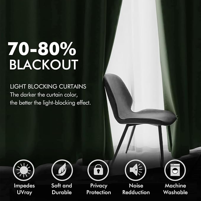 MIULEE 90 Inches Velvet Curtains Olive Green Elegant Grommet Curtains Thermal - Image 4