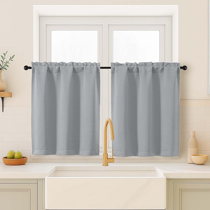 OVZME Silver Grey Blackout Curtains by OVZME