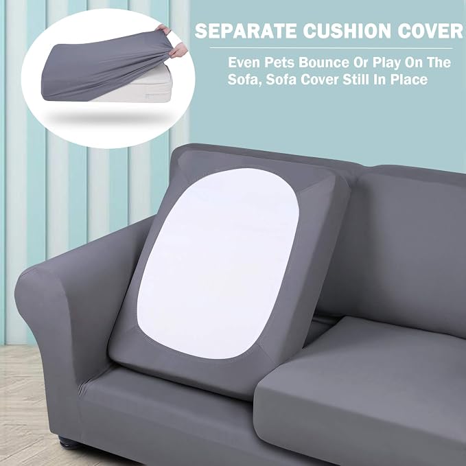 hyha Couch Covers, Chair/Sofa Covers, 2 Pieces, Armchair Slipcover, Separate - Image 2