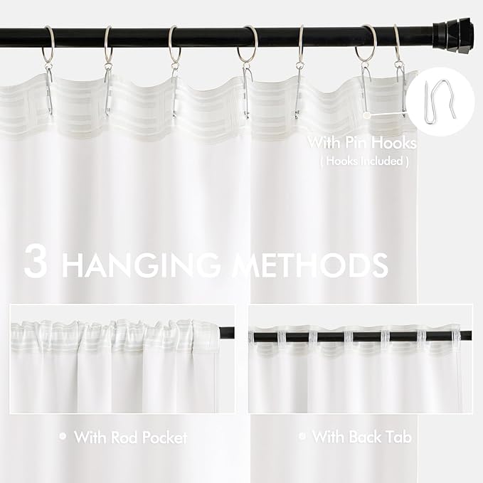 MIULEE Pure White Back Tab Blackout Curtains 84 Inch Length 2 Panels Set - Image 3