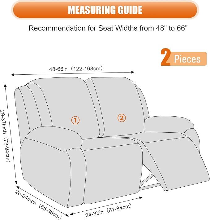 VANSOFY Recliner Cover, 2-Pieces Stretch Reclining Couch Cover - Image 5