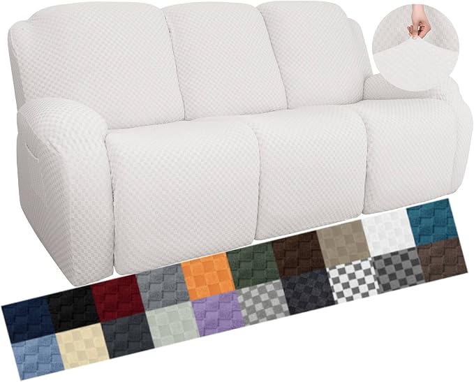 YEMYHOM 8 Pieces Stretch Recliner Sofa Cover Latest Jacquard Reclining Couch by YEMYHOM