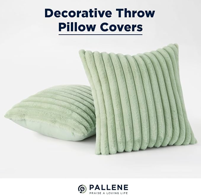 Pallene Faux Fur Plush Throw Pillow Covers 18x18 Set of 2, Luxury Soft Fluffy - Image 7