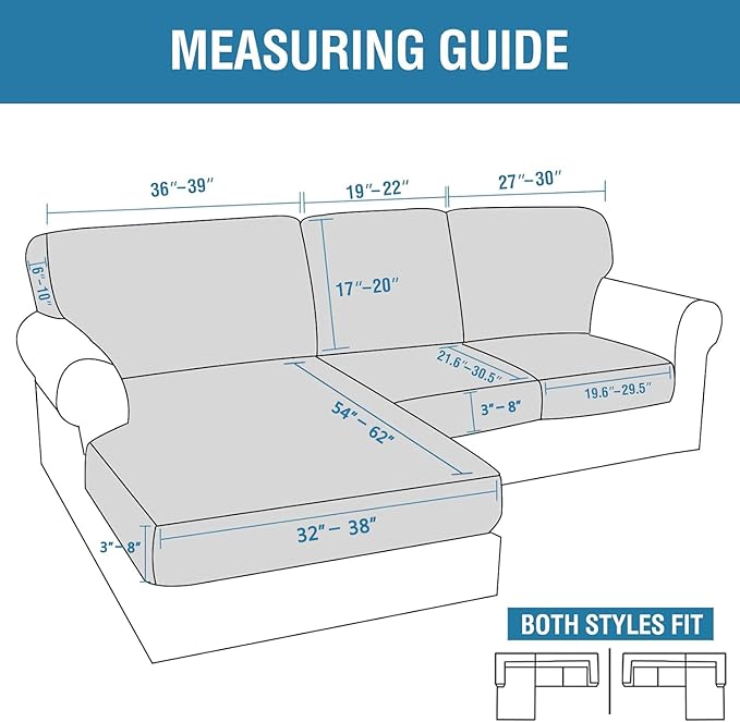 H.VERSAILTEX Sectional Couch Covers 6 Pieces Stretch Sofa Cover - Image 2