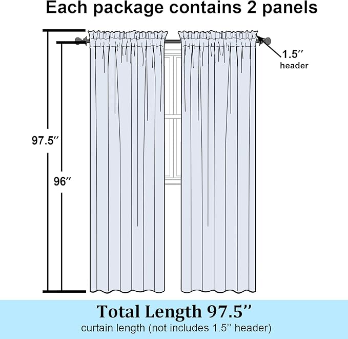 Simplebrand Lemon Sheer Curtains 96 Inches Long, Light Filtering Rod Pocket - Image 8