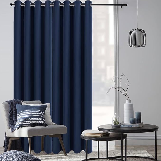 Diraysid Navy Blue Grommet Blackout Curtains - Image 6