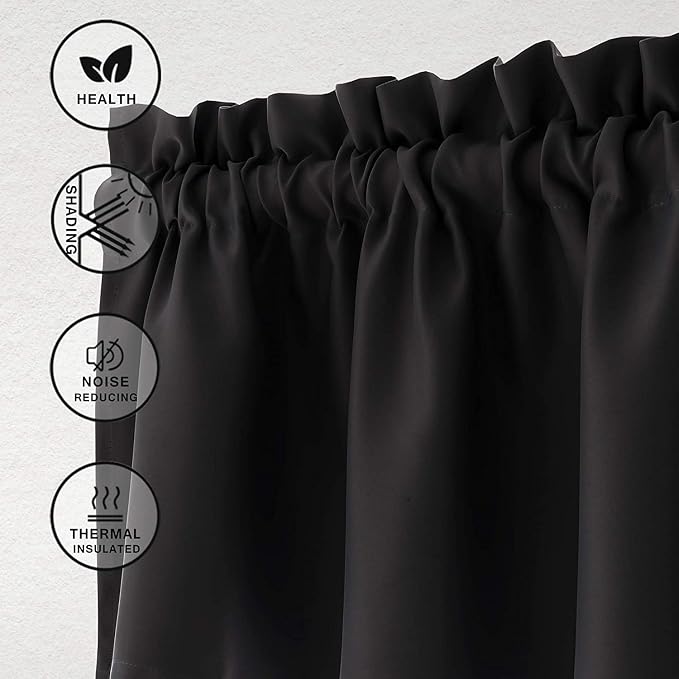 Hiasan Black Valance Curtains Blackout Rod Pocket Window Curtain Valances - Image 2