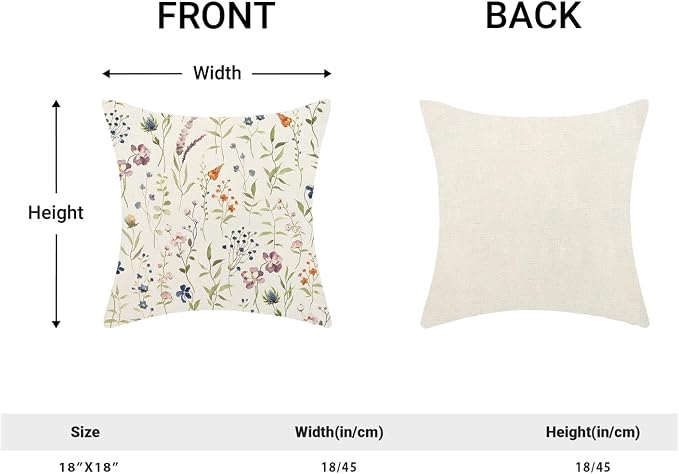AEIOAE Spring Pillow Covers 18x18 Inch Set of 2, Sage Green Colorful Wild - Image 5
