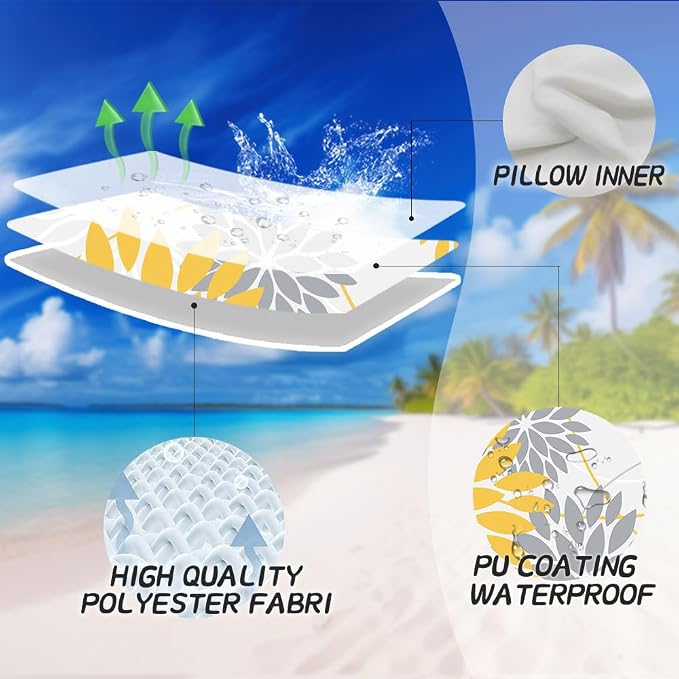 DFXSZ Yellow and Grey Floral Pillow Covers 20x20 Set of 2 Outdoor Waterproof - Image 3